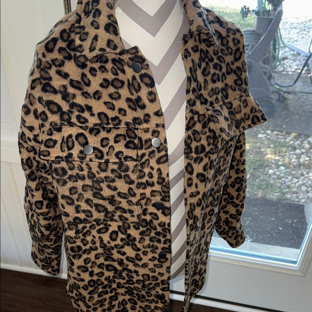 Wild Fable Leopard Print Teddy Jacket - Picture 1 of 4